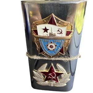 Vintage Soviet CCCP Russian Submarine Military Souvenir Hip Flask - 6 oz